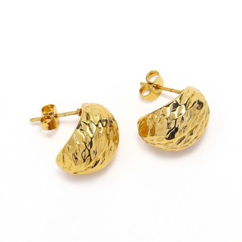 Gold Titanium Steel Texture Earrings