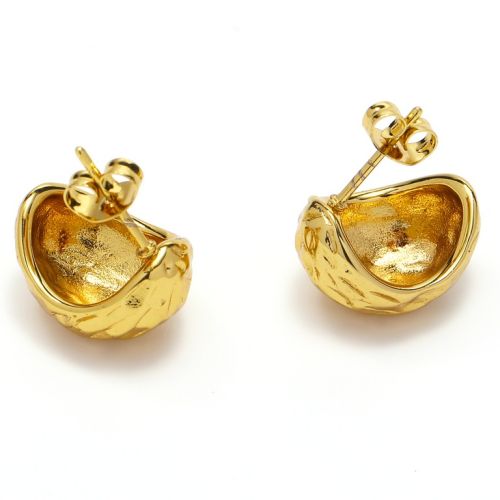 Gold Titanium Steel Texture Earrings