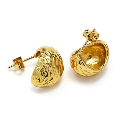 Gold Titanium Steel Texture Earrings