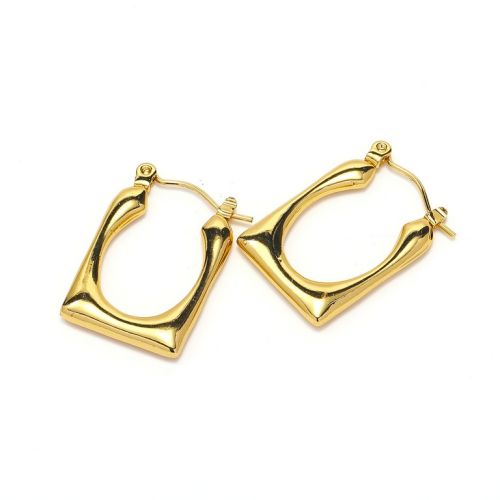 Gold Titanium Steel Hoop Earrings