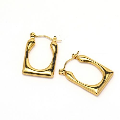 Gold Titanium Steel Hoop Earrings