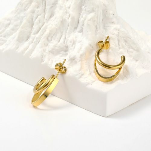 Gold Titanium Steel Earrings