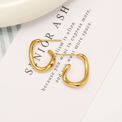 Gold Titanium Steel Hoop Earrings