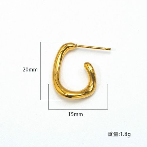 Gold Titanium Steel Hoop Earrings