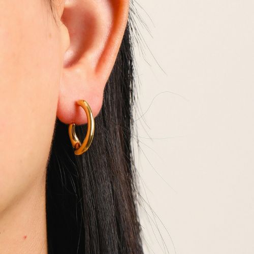 Gold Titanium Steel Hoop Earrings