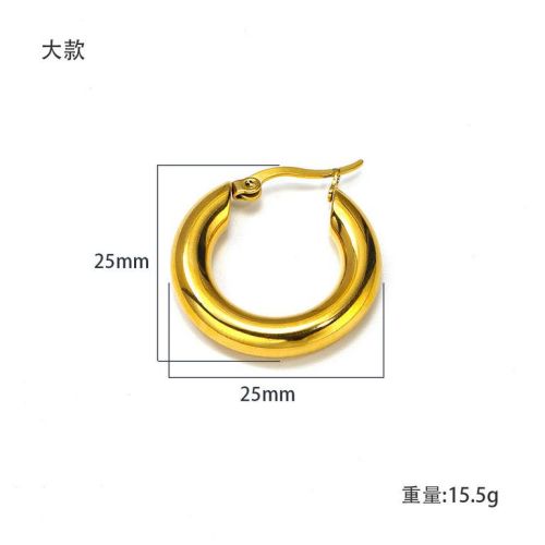 Gold Titanium Steel Hoop Earrings