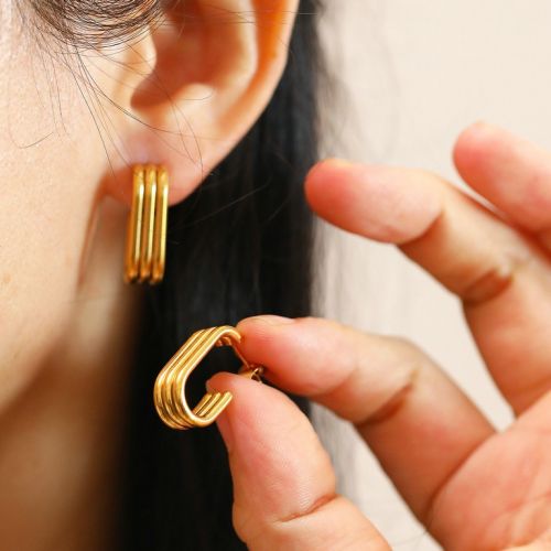 Gold Titanium Steel Earrings