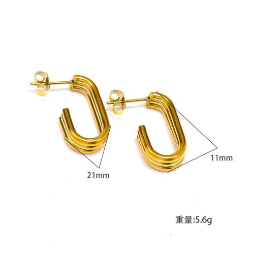 Gold Titanium Steel Earrings