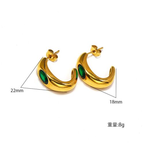 Green and Gold Titanium Steel Earrings