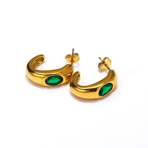 Green and Gold Titanium Steel Earrings