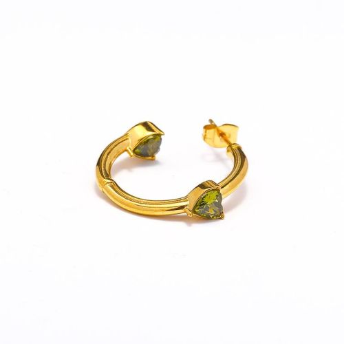 Gold Titanium Steel Zircon Earrings