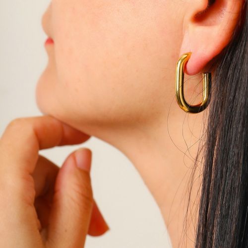 Gold Titanium Steel Hoop Earrings