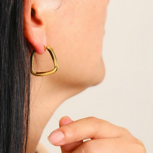 Gold Titanium Steel Earrings