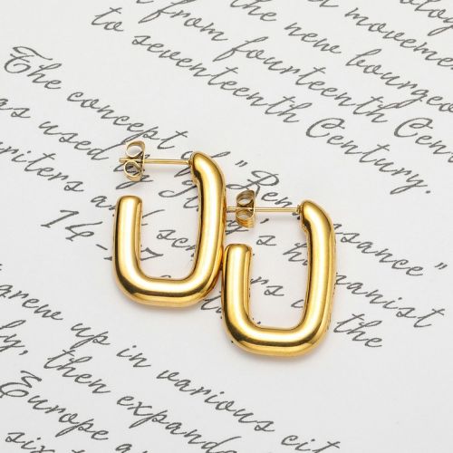 Gold Titanium Steel Hoop Earrings