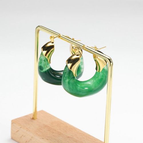 Green and Gold Titanium Steel Earrings