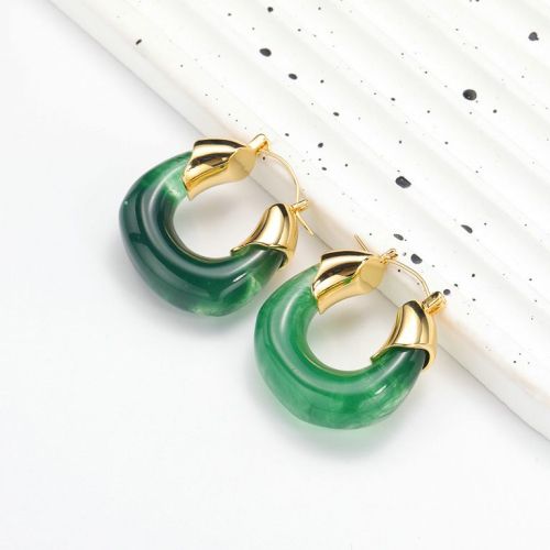 Green and Gold Titanium Steel Earrings