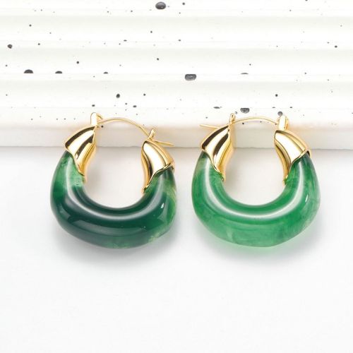 Green and Gold Titanium Steel Earrings