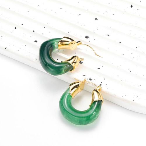 Green and Gold Titanium Steel Earrings