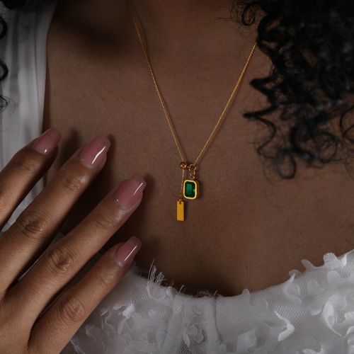 Green and Gold Titanium Steel Zircon