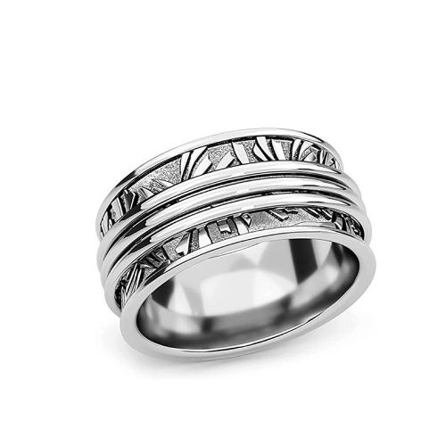 Silver Titanium Steel Balinese Ring