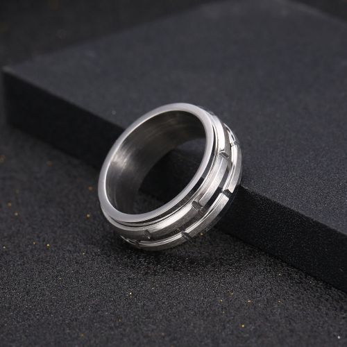 Silver Titanium Steel Smooth Ring